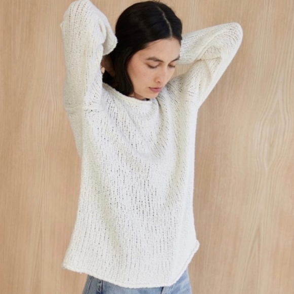 Jenni Kayne Silk Wool Sweater Knit Cream Size Small - Picture 2 of 10